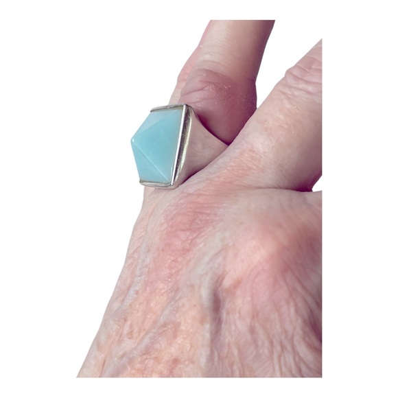 Designer Statement Ring! Heavy Sterling with Pyramid Chalcedony 20mm square! - Picture 2 of 10